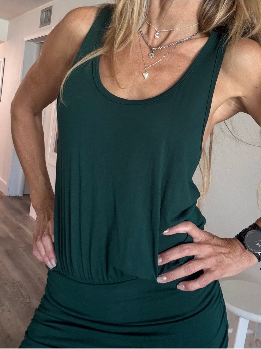 LaClef Forest Green Scoop Neck Tank M